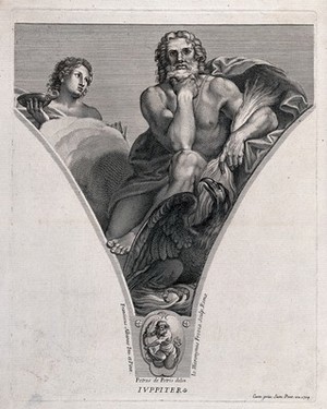 view Jupiter [Zeus]. Engraving by G.H. Frezza, 1704, after P. de Petris after F. Albani.