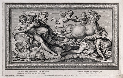 The rape of Cephalus. Etching by P. Aquila after G. Rossi after Annibale Carracci.