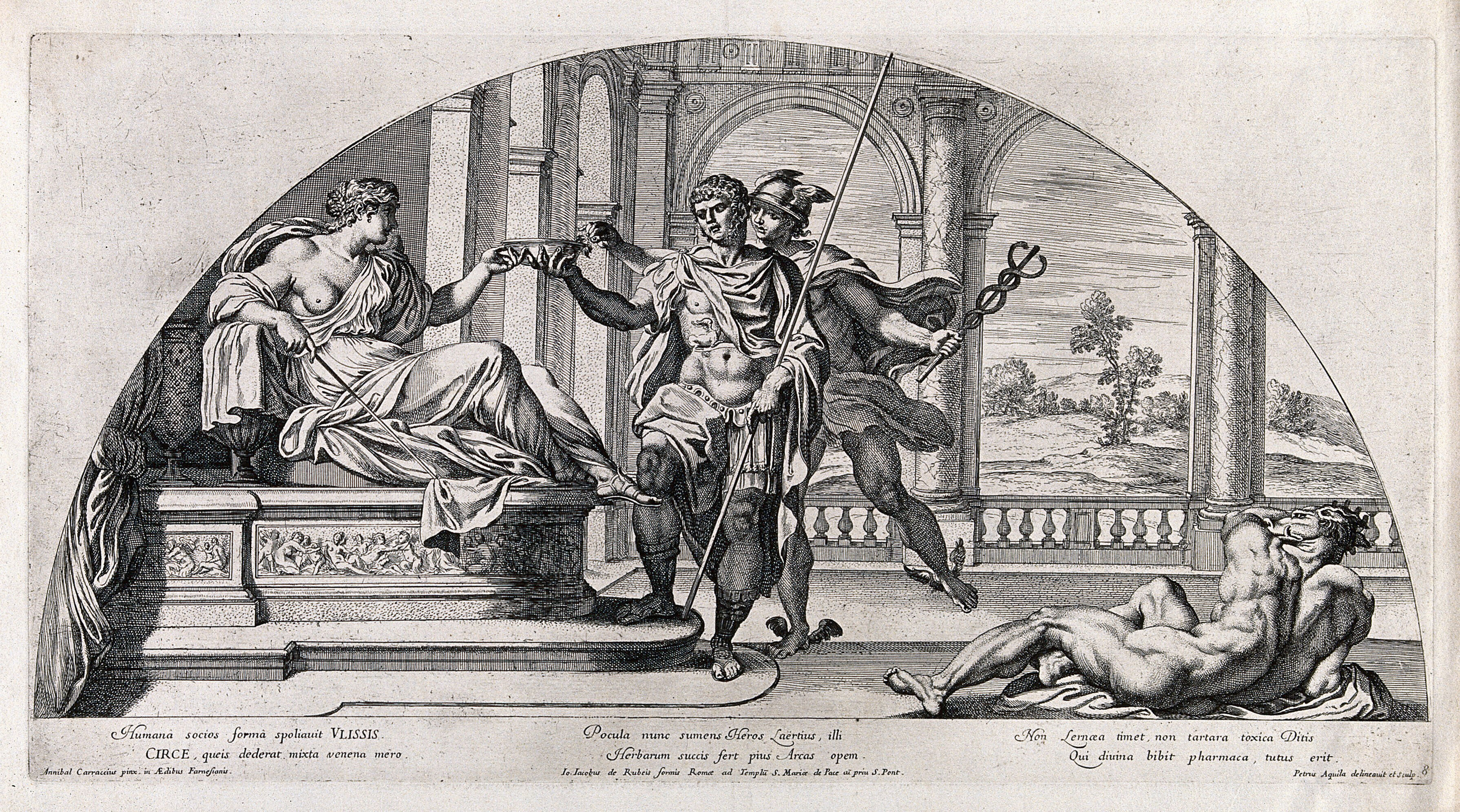 Circe Ulysses Odysseus And Mercury Hermes Etching By P