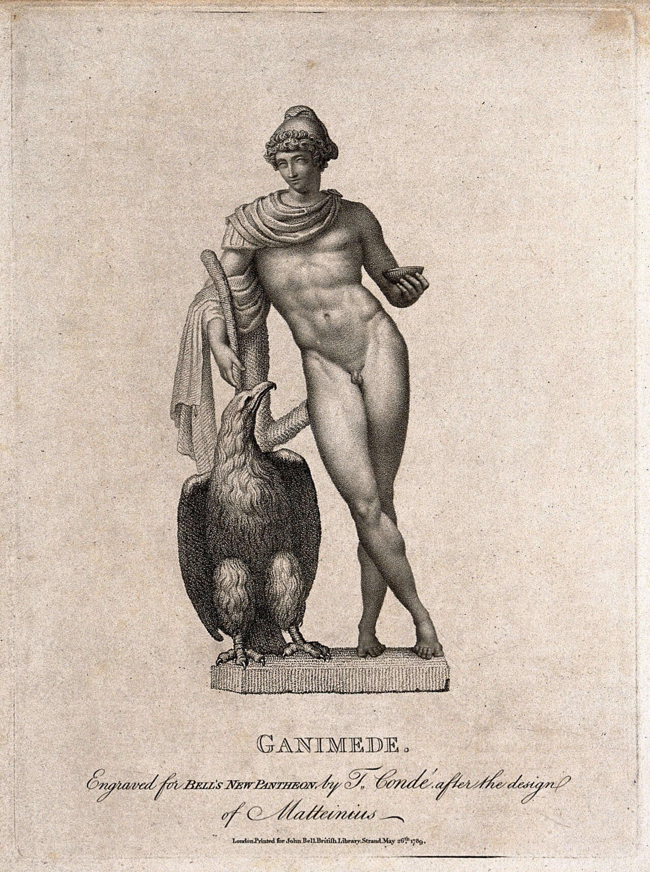 Ganymede. Stipple engraving by J. Condé, 1789, after T. Matteini., 1789, by Teodoro Matteini