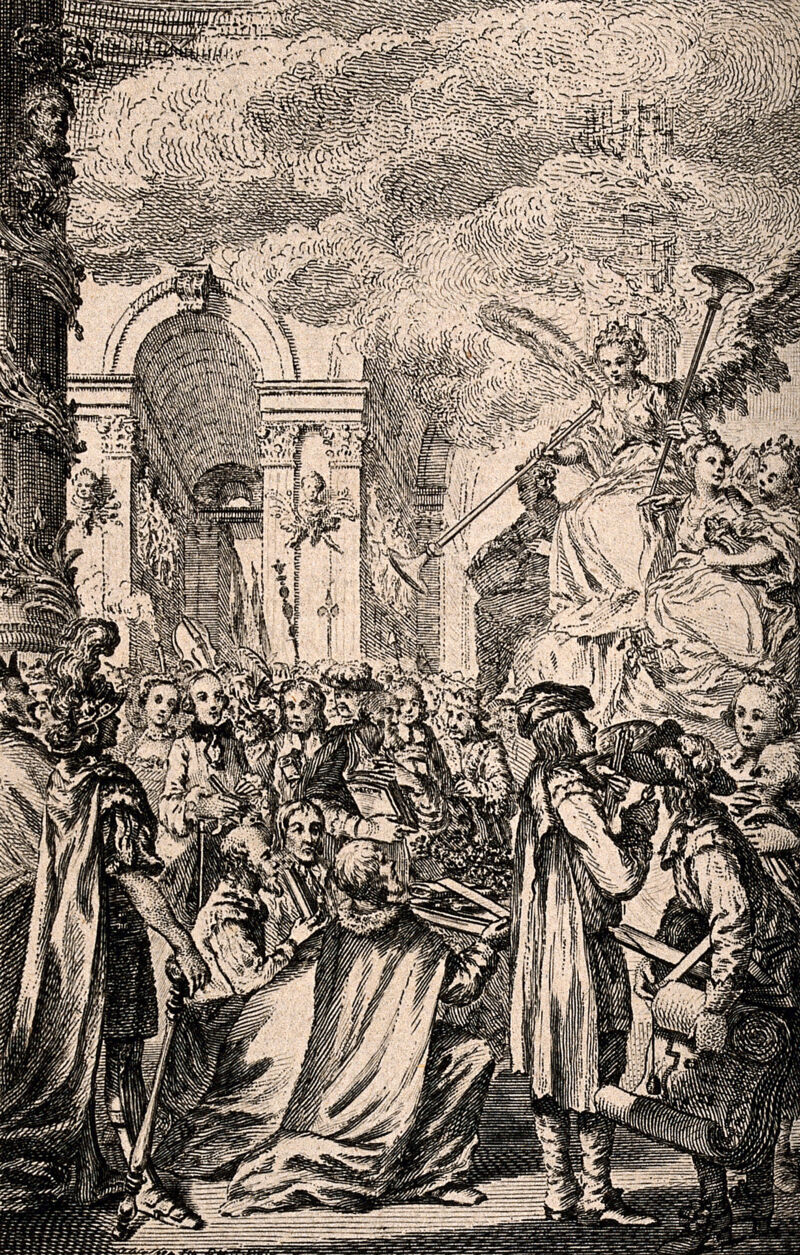 The temple of Fame. Etching by A. Walker., by Anthony Walker
