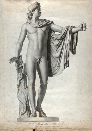 view Apollo Belvedere. Stipple engraving by G.A. Demarteau after Grangé.