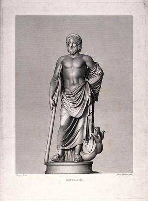 view Aesculapius. Engraving by Schulfe after Granger.