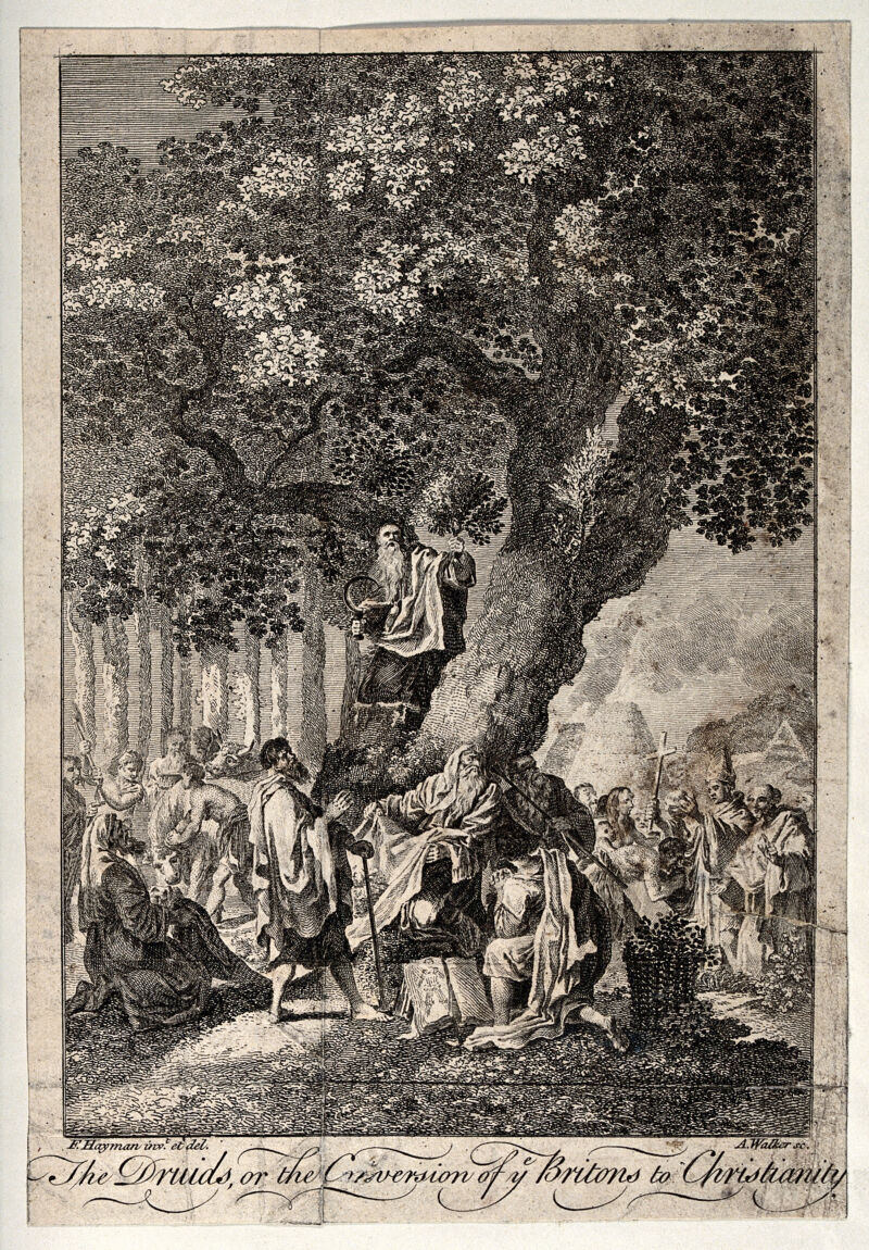 "The druids; or the conversion of the Britons to Christianity". Etching by A. Walker, 1758, after F. Hayman., 1758, by Francis Hayman