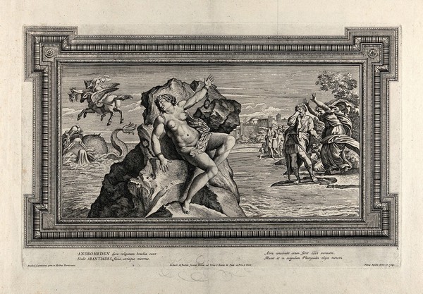 Perseus and Andromeda. Etching by P. Aquila, 167-, after Annibale Carracci.