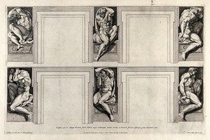 view Captives. Etching by P. Aquila after Annibale Carracci.