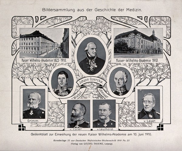 Kaiser-Wilhelms Akademie, Berlin: souvenir of the dedication of the new building, 1910. Line block and halftone, 1910.