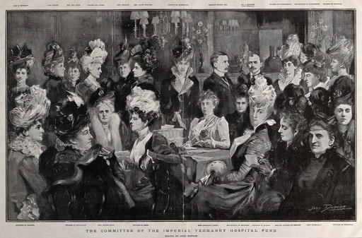 Members of the committee set up to establish the Imperial Yeomanry Hospital in South Africa. Process print after J. Duncan, ca. 1900.