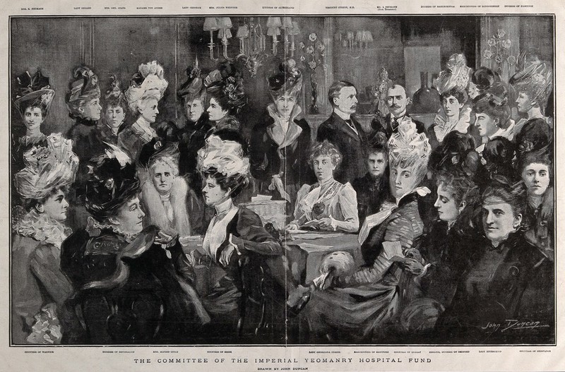 Members of the committee set up to establish the Imperial Yeomanry Hospital in South Africa. Process print after J. Duncan, ca. 1900., [1900?], by John Duncan