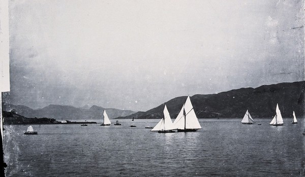 Regatta, the harbour, Hong Kong. Photograph, 1981, from a negative by John Thomson, 1871.