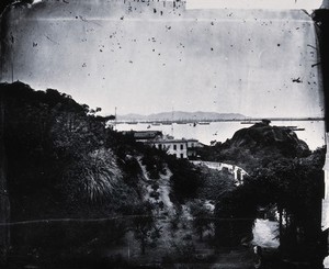 view Amoy (Xiamen), Fukien province, China: the harbour viewed from Ku-lang Su (Gulangyu) Island. Photograph, 1981, from a negative by John Thomson, 1868/1871.