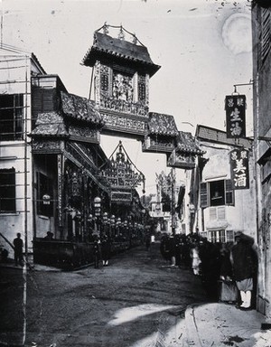 view Lyndhurst Terrace, Hong Kong. Photograph, 1981, from a negative by John Thomson, ca. 1869.