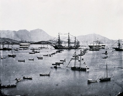The harbour, Hong Kong. Photograph, 1981, from a negative by John Thomson, 1869.
