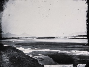 view Pearl River, Kwangtung province, China. Photograph, 1981, from a negative by John Thomson, 1870.