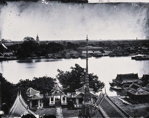 view Bangkok, Siam [Thailand]. Photograph, 1981, from a negative by John Thomson, 1865.