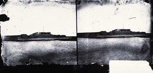 view Taku forts, near Tianjin, north-eastern China. Photograph, 1981, after a negative by John Thomson, 1871.