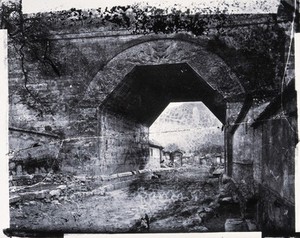 view Nankow pass, Pechili province, China. Photograph, 1981, from a negative by John Thomson, 1871.