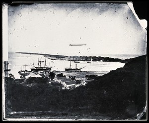 view Takow harbour (Takao, Kaohsiung), Formosa [Taiwan]. Photograph, 1981, from a negative by John Thomson, 1871.