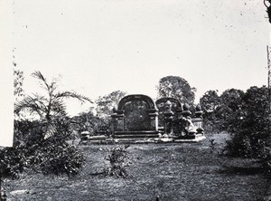 view Saigon, Vietnam: the tomb of Pierre Pigneau de Béhaine. Photograph, 1981, from a negative by John Thomson, 1867.