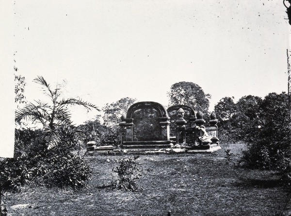 Saigon, Vietnam: the tomb of Pierre Pigneau de Béhaine. Photograph, 1981, from a negative by John Thomson, 1867.