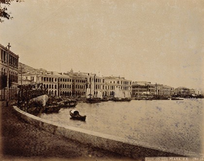 Hong Kong: view along the harbour front. Photograph by W.P. Floyd, ca. 1873.