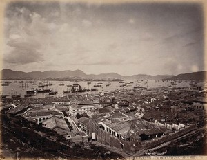 view The Chinese town, West Point, Hong Kong. Photograph by W.P. Floyd, ca. 1873.