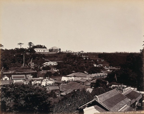A Japanese village in wooded country. Photograph by W.P. Floyd, ca. 1873.