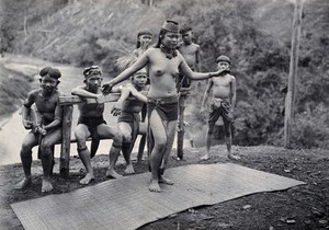 view Sarawak: a Kenyah girl dancing. Photograph.