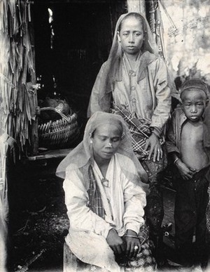 view Sarawak: two Malay women and a child. Photograph.
