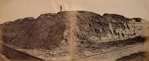 view India: ruins of the 'Moree bastion' near Delhi. Photograph by F. Beato, c. 1858.