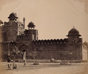 view India: the "Lahore Gate of the Palace". Photograph by F. Beato, c. 1858.