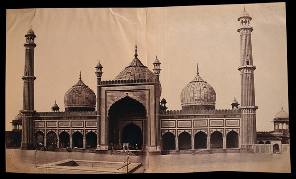 India: Jami Masjid mosque, Delhi. Photograph by F. Beato.