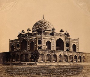 view India: the 'tomb of the Emperor Hoomaon where Major Hodson captured the King of Delhi'. Photograph by F. Beato, c. 1858.