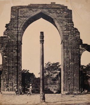 view India: an arch in Kootub near Delhi. Photograph by F. Beato, c. 1858.