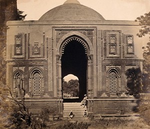 view India: a tomb in Kootub near Delhi. Photograph by F. Beato, c. 1858.