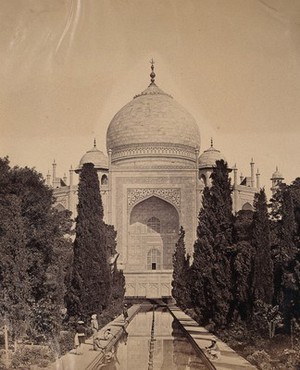 view The Taj Mahal, Agra, India. Photograph by Felice Beato, ca. 1858.