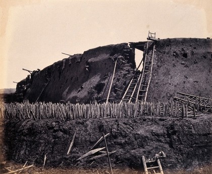 Taku, China: the North Fort on the day of capture from the Chinese by the English and French armies during the Second China War. Photograph by Felice Beato, 1860.