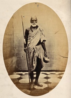 Benares, India: a Hindu man wearing a robe. Photograph, ca. 1860.