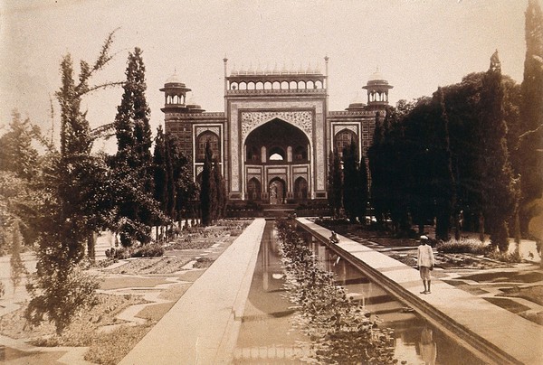 The Taj Mahal, Agra, India: entrance gate. Photograph, ca. 1900.