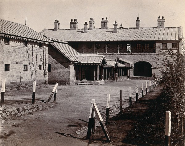 Imperial Bacteriological Laboratory, Muktesar, Punjab, India: laboratory buildings, south aspect. Photograph, 1897.