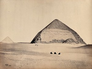 view The Pyramids of Dahshoor, Egypt: view from the south. Photograph by Francis Frith, 1858.