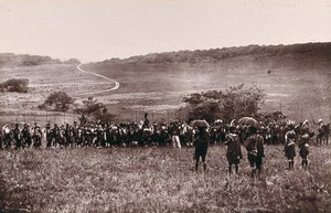 view Zululand, South Africa: Africans preparing a dance. Woodburytype, 1888, after a photograph by Robert Harris.