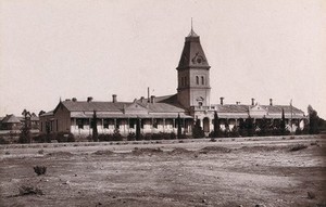 view Orange Free State, South Africa: the Government buildings in Bloemfontein. Woodburytype, 1888, after a photograph by Robert Harris.