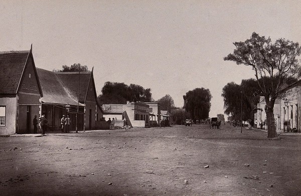 Transvaal Republic, South Africa: a street in the town of Potchefstroom. Woodburytype, 1888, after a photograph by Robert Harris.