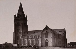 view Pretoria, South Africa: the Dutch Reformed Church. Woodburytype, 1888, after a photograph by Robert Harris.