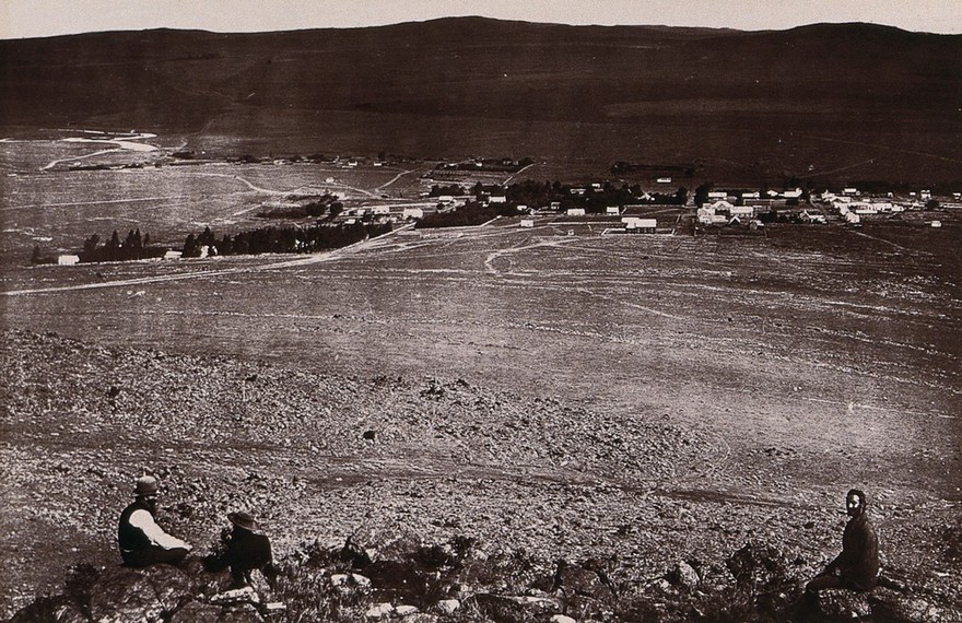 Transvaal, South Africa: part of the town of Heidelberg. Woodburytype, 1888, after a photograph by Robert Harris.