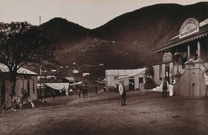 view Barberton, South Africa: Crown Street. Woodburytype, 1888, after a photograph by Robert Harris.