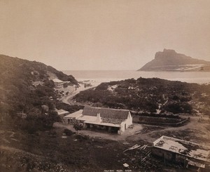 view South Africa: Hout Bay behind Table Mountain. Photograph by George Washington Wilson, 1896.