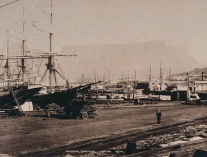 view Cape Town, South Africa: The docks at Cape Town. Photograph by George Washington Wilson, 1896.