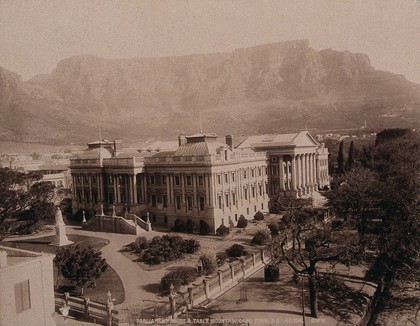 Cape Town, South Africa: Parliament House with Table Mountain behind. Photograph by George Washington Wilson, 1896.
